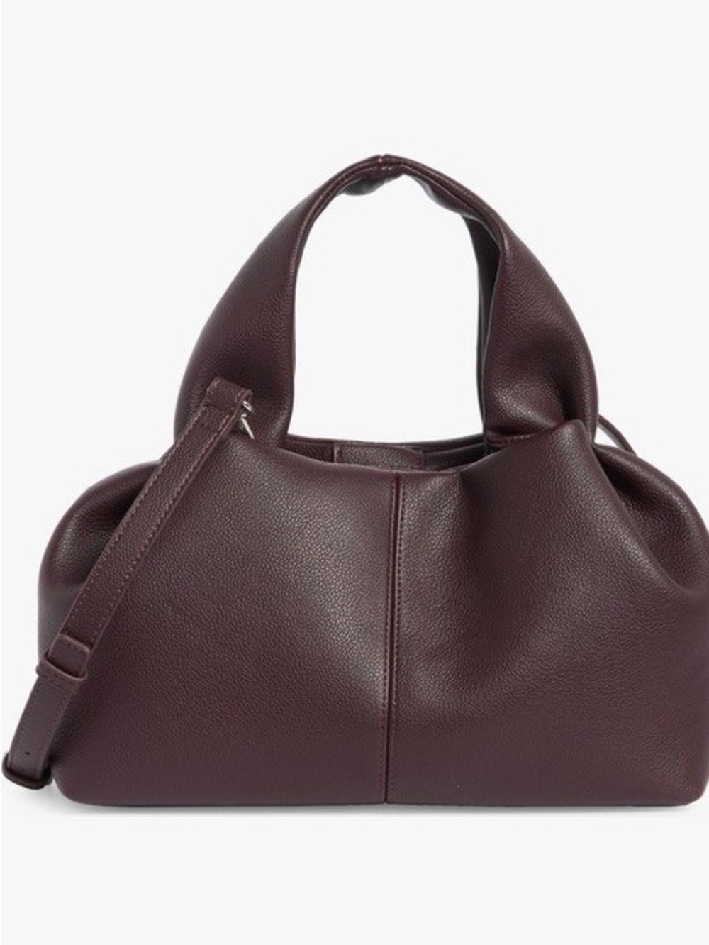 BCBG Deep Burgundy Pebbled Leather Hobo Bag